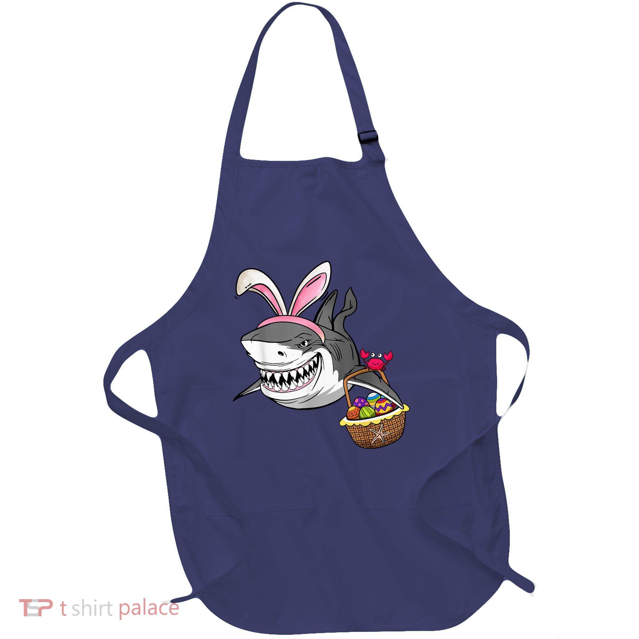 Cool Easter Shark Easter Basket Bunny Ears Happy Easter Day Sharkweek Full-Length Apron With Pockets