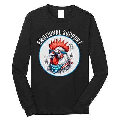 Chicken Emotional Support Cock American Flag Long Sleeve Shirt