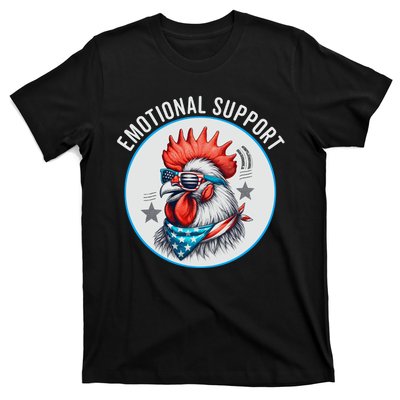 Chicken Emotional Support Cock American Flag T-Shirt