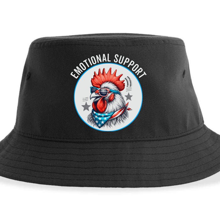 Chicken Emotional Support Cock American Flag Sustainable Bucket Hat