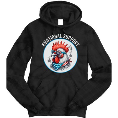 Chicken Emotional Support Cock American Flag Tie Dye Hoodie