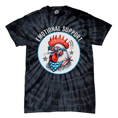 Chicken Emotional Support Cock American Flag Tie-Dye T-Shirt