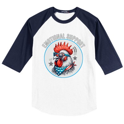 Chicken Emotional Support Cock American Flag Baseball Sleeve Shirt