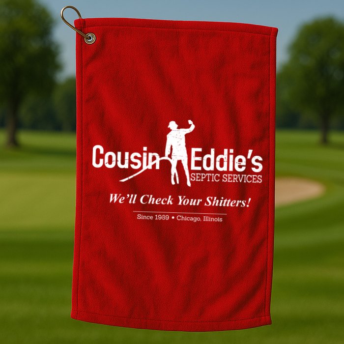 Cousin Eddie's Septic Service We'll Check Your Shitters! Golf Towel