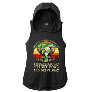 Cool Elephant Smoking Weed Bong Marijuana Cannabis Stoner Ladies PosiCharge Tri-Blend Wicking Draft Hoodie Tank