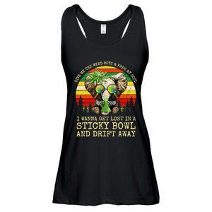 Cool Elephant Smoking Weed Bong Marijuana Cannabis Stoner Ladies Essential Flowy Tank