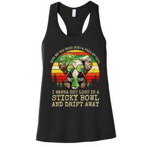 Cool Elephant Smoking Weed Bong Marijuana Cannabis Stoner Women's Racerback Tank