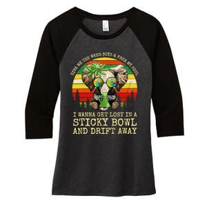 Cool Elephant Smoking Weed Bong Marijuana Cannabis Stoner Women's Tri-Blend 3/4-Sleeve Raglan Shirt