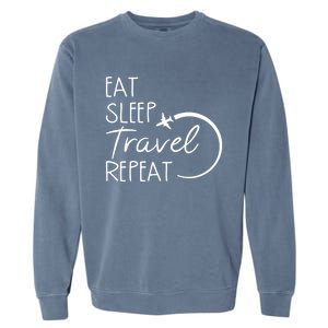 Camping Eat Sleep Travel Repeat Camping Lovers Gift Garment-Dyed Sweatshirt