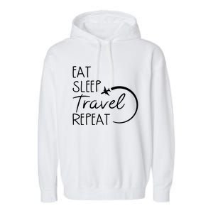 Camping Eat Sleep Travel Repeat Camping Lovers Gift Garment-Dyed Fleece Hoodie