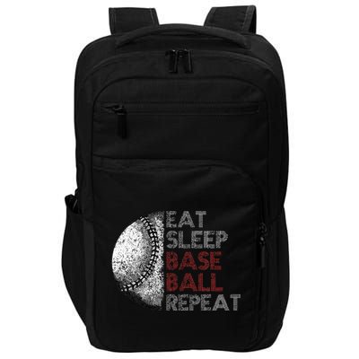 Cute Eat Sleep Baseball Repeat Vintage Impact Tech Backpack