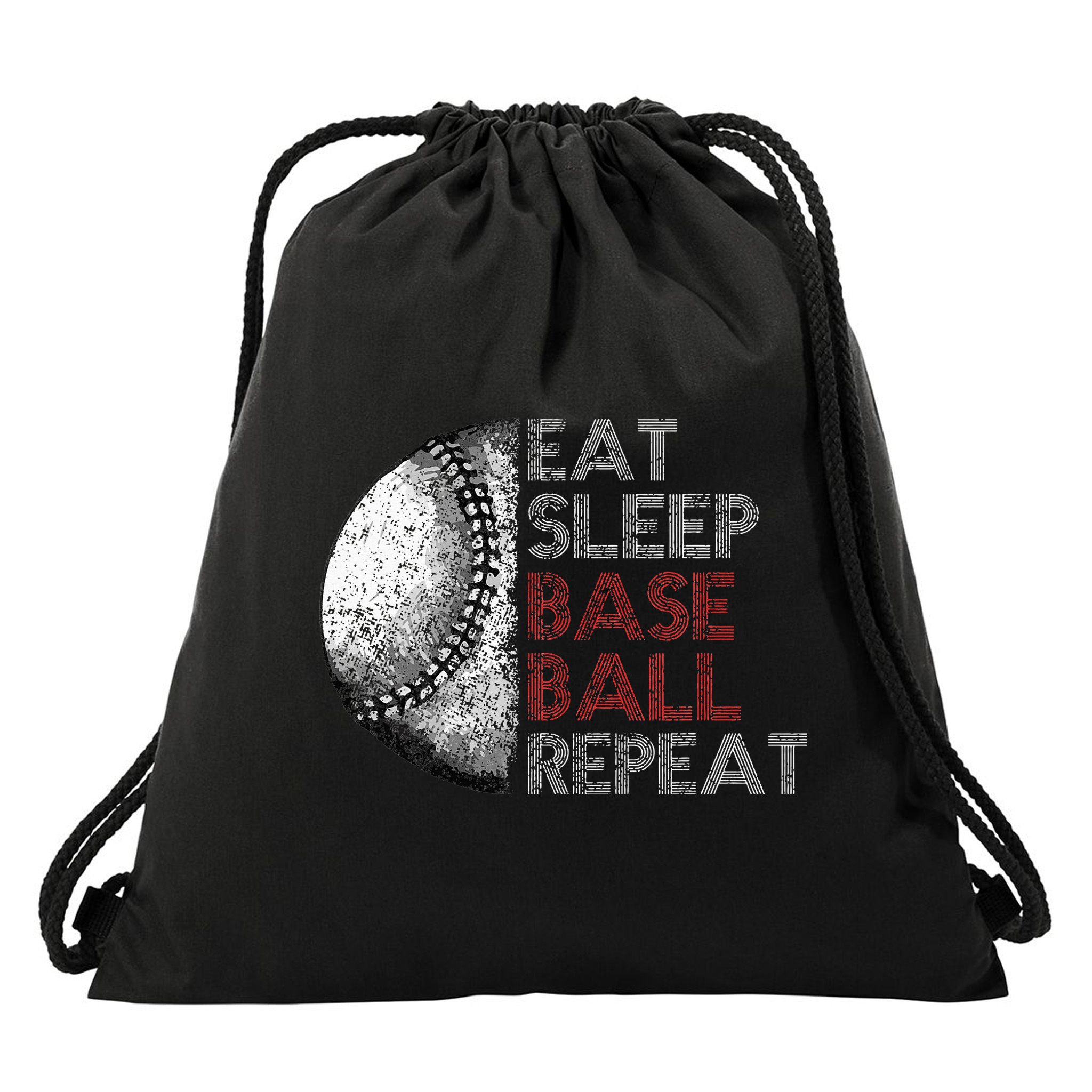 Cute Eat Sleep Baseball Repeat Vintage Drawstring Bag
