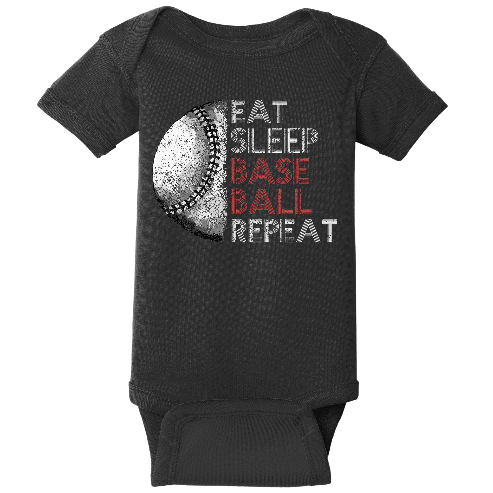 Cute Eat Sleep Baseball Repeat Vintage Baby Bodysuit