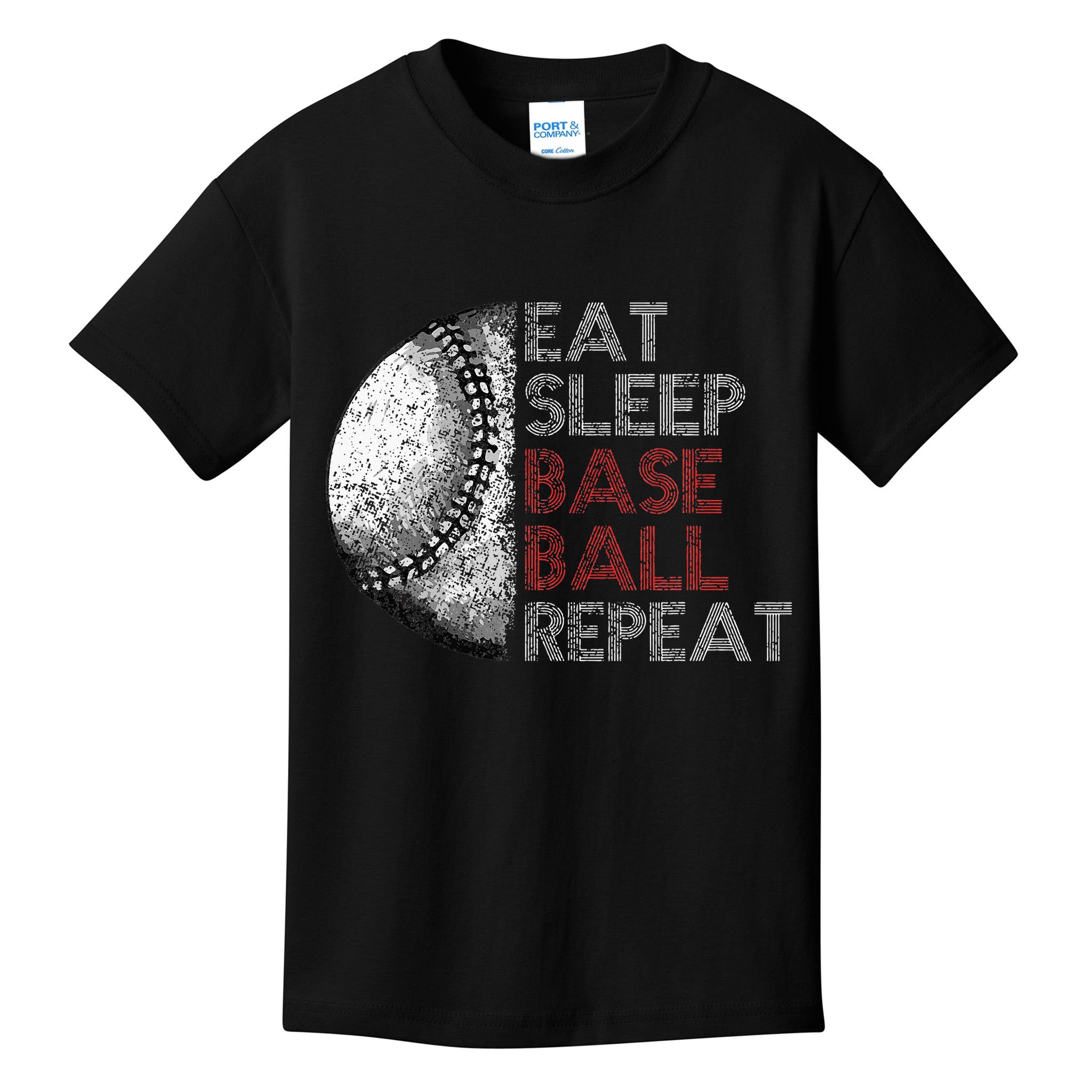 Cute Eat Sleep Baseball Repeat Vintage Kids T-Shirt