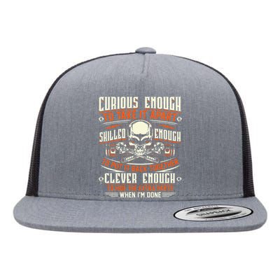 Curious Enough To Take It Apart Mechanic Flat Bill Trucker Hat