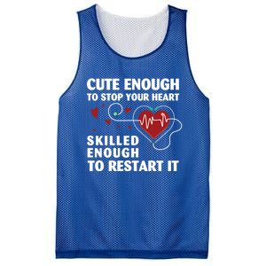 Cute Enough To Stop Your Heart Skilled Enough Funny Nursing Gift Mesh Reversible Basketball Jersey Tank