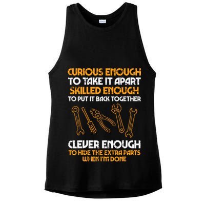 Curious Enough To Take It Apart Car Auto Garage Mechanic Ladies PosiCharge Tri-Blend Wicking Tank