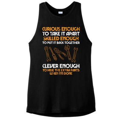 Curious Enough To Take It Apart Car Auto Garage Mechanic Ladies PosiCharge Tri-Blend Wicking Tank