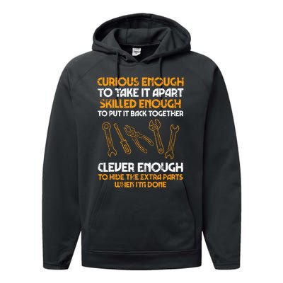 Curious Enough To Take It Apart Car Auto Garage Mechanic Performance Fleece Hoodie