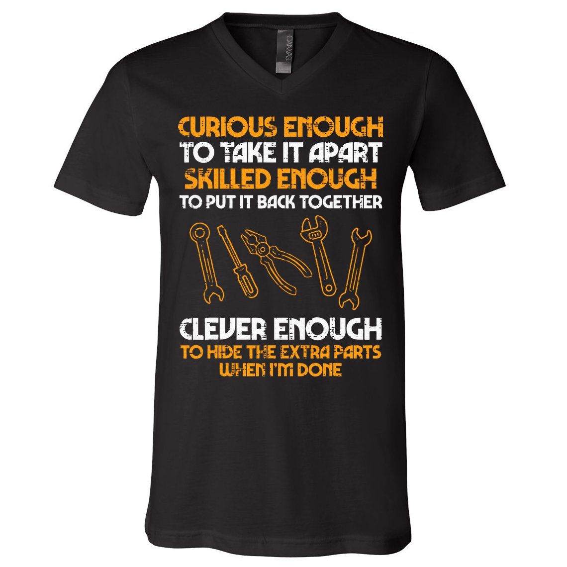 Curious Enough To Take It Apart Car Auto Garage Mechanic V-Neck T-Shirt