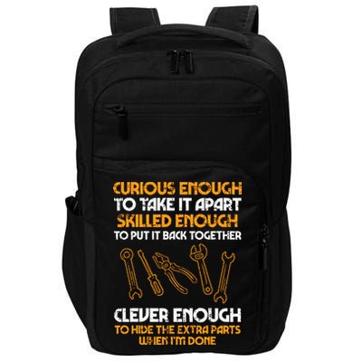 Curious Enough To Take It Apart Car Auto Garage Mechanic Impact Tech Backpack