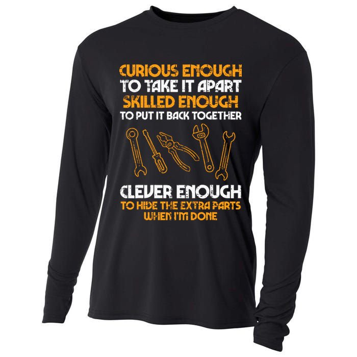 Curious Enough To Take It Apart Car Auto Garage Mechanic Cooling Performance Long Sleeve Crew