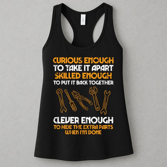 Curious Enough To Take It Apart Car Auto Garage Mechanic Womens Tank Top