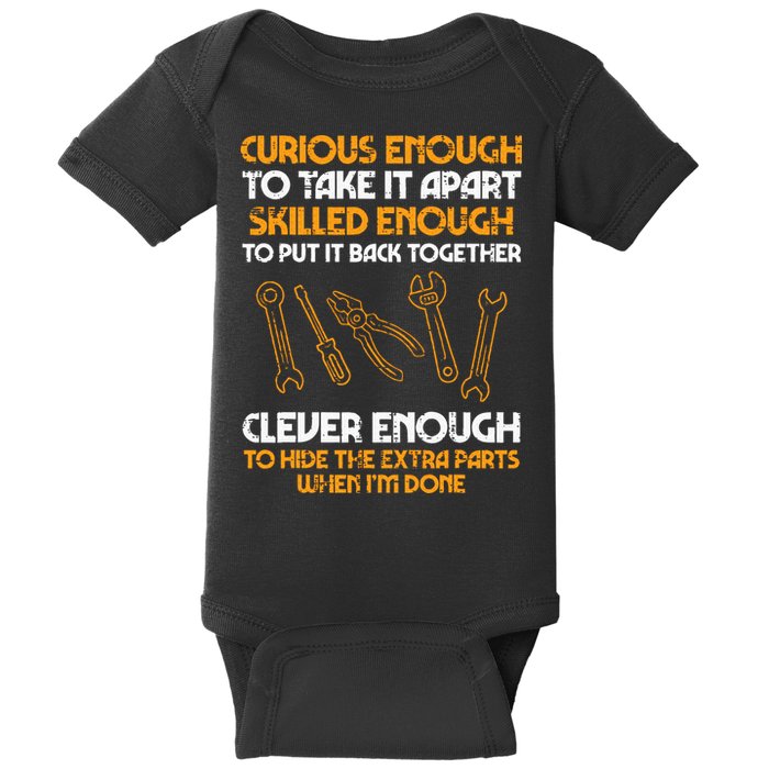 Curious Enough To Take It Apart Car Auto Garage Mechanic Baby Bodysuit
