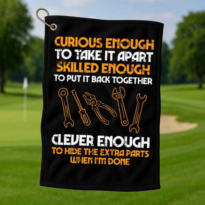 Curious Enough To Take It Apart Car Auto Garage Mechanic Golf Towel