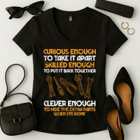 Curious Enough To Take It Apart Car Auto Garage Mechanic Women's V-Neck T-Shirt