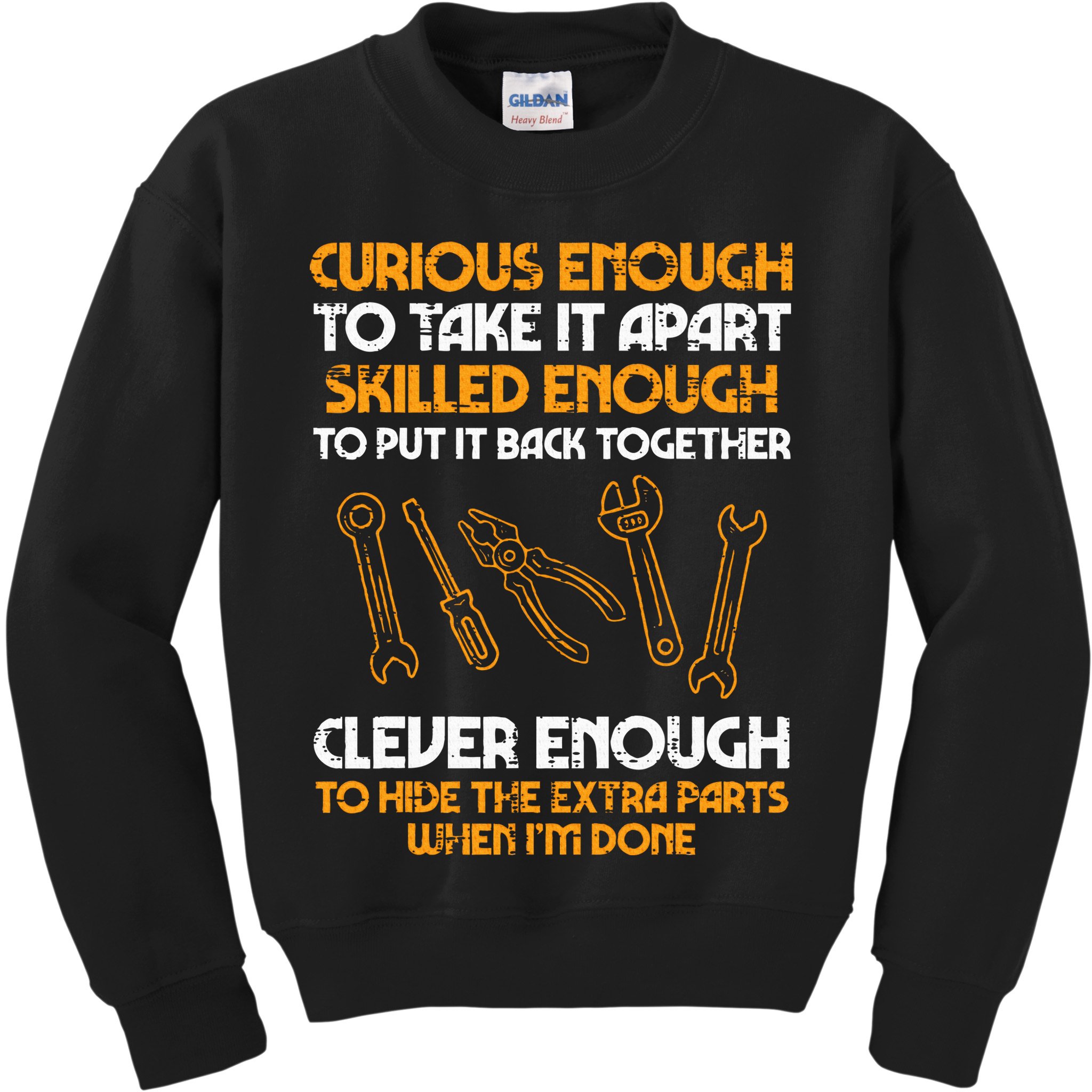 Curious Enough To Take It Apart Car Auto Garage Mechanic Kids Sweatshirt