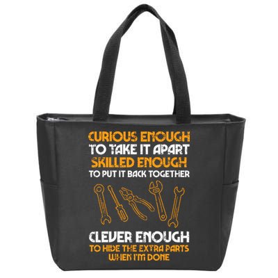 Curious Enough To Take It Apart Car Auto Garage Mechanic Zip Tote Bag