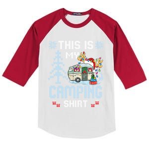 Christmas Eve This Is My Camping Meaningful Gift Kids Colorblock Raglan Jersey