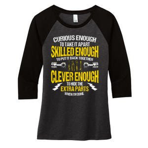 Curious Enough To Take It Apart Women's Tri-Blend 3/4-Sleeve Raglan Shirt