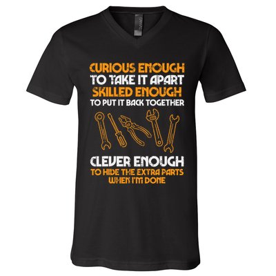 Curious Enough To Take It Apart Car Auto Garage V-Neck T-Shirt