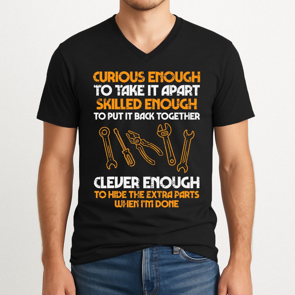 Curious Enough To Take It Apart Car Auto Garage V-Neck T-Shirt