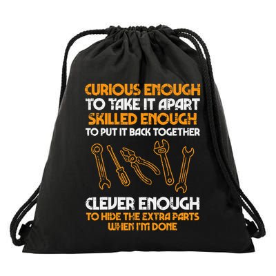 Curious Enough To Take It Apart Car Auto Garage Drawstring Bag