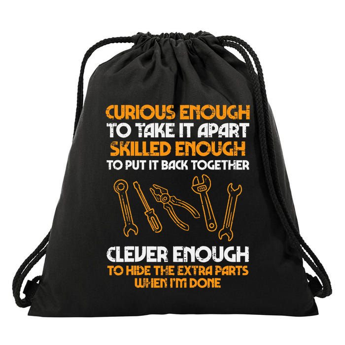 Curious Enough To Take It Apart Car Auto Garage Drawstring Bag