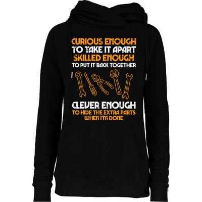 Curious Enough To Take It Apart Car Auto Garage Womens Funnel Neck Pullover Hood