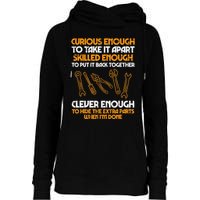 Curious Enough To Take It Apart Car Auto Garage Womens Funnel Neck Pullover Hood