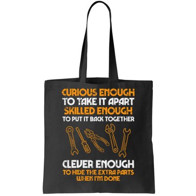 Curious Enough To Take It Apart Car Auto Garage Tote Bag