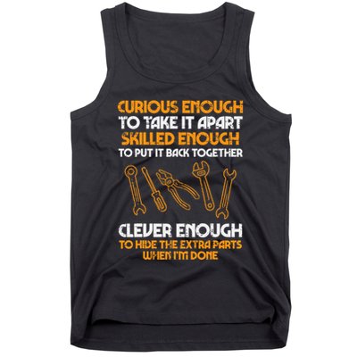 Curious Enough To Take It Apart Car Auto Garage Tank Top