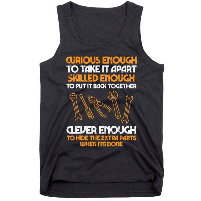 Curious Enough To Take It Apart Car Auto Garage Tank Top