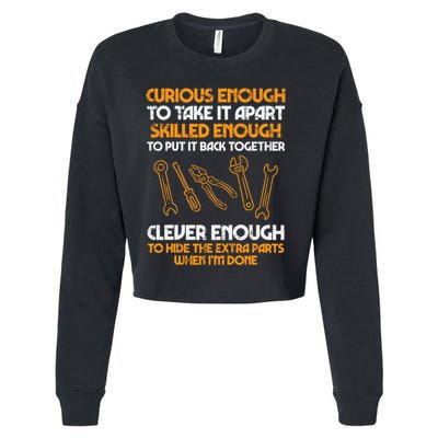 Curious Enough To Take It Apart Car Auto Garage Cropped Pullover Crew