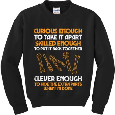 Curious Enough To Take It Apart Car Auto Garage Kids Sweatshirt