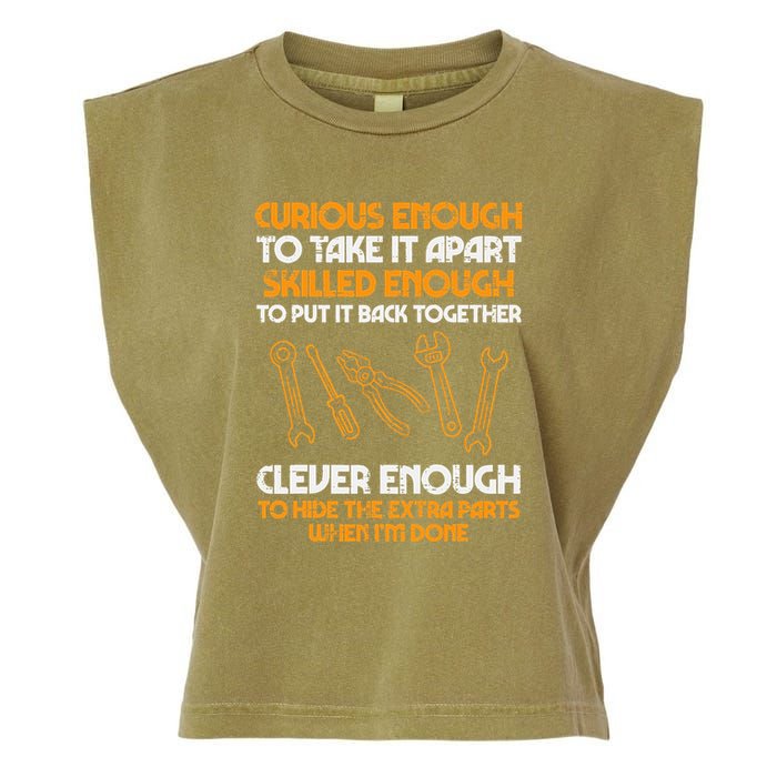 Curious Enough To Take It Apart Car Auto Garage Garment-Dyed Women's Muscle Tee