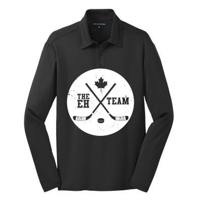 Canada Eh Team Cool Hockey Gift Silk Touch Performance Long Sleeve Polo