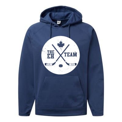 Canada Eh Team Cool Hockey Gift Performance Fleece Hoodie