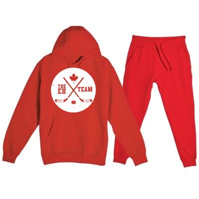 Canada Eh Team Cool Hockey Gift Premium Hooded Sweatsuit Set