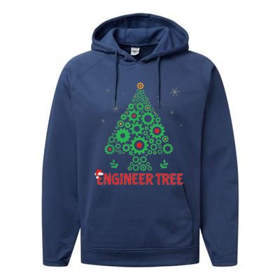 Christmas Engineer Tree Mechanical Engineering Gift Performance Fleece Hoodie